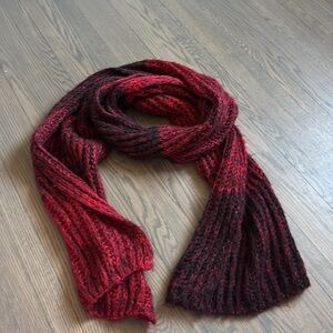 Cozy Red and Black Knit Scarf